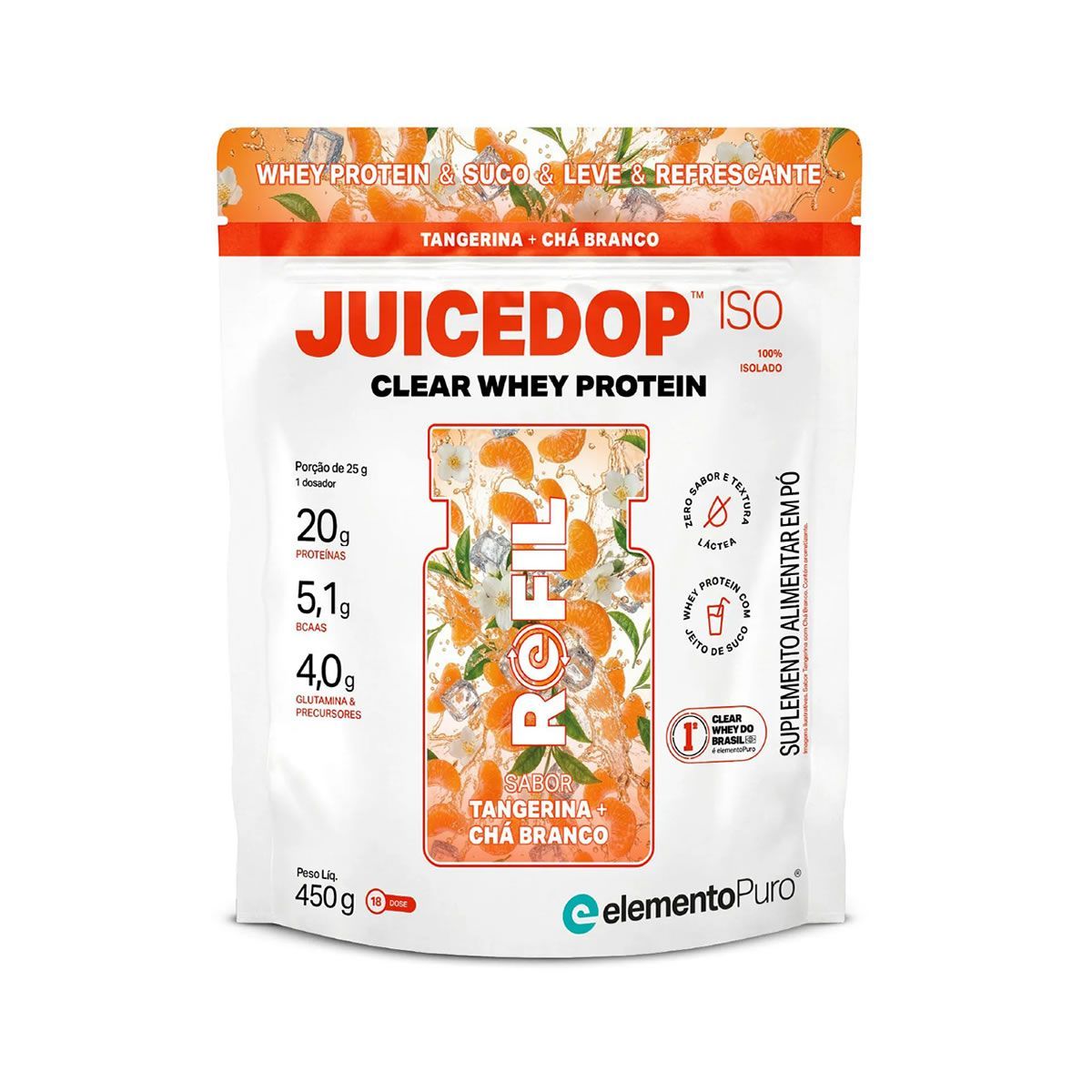 JuiceDop Iso - Refil 450g Tangerina Com Ch� Branco - ElementoPuro