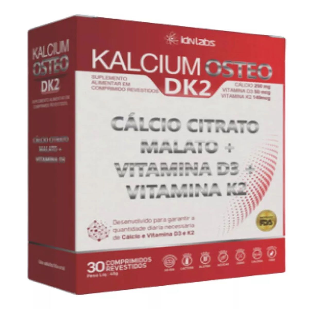 Kalcium Osteo Dk2 - 30 Comprimidos - IDN Labs