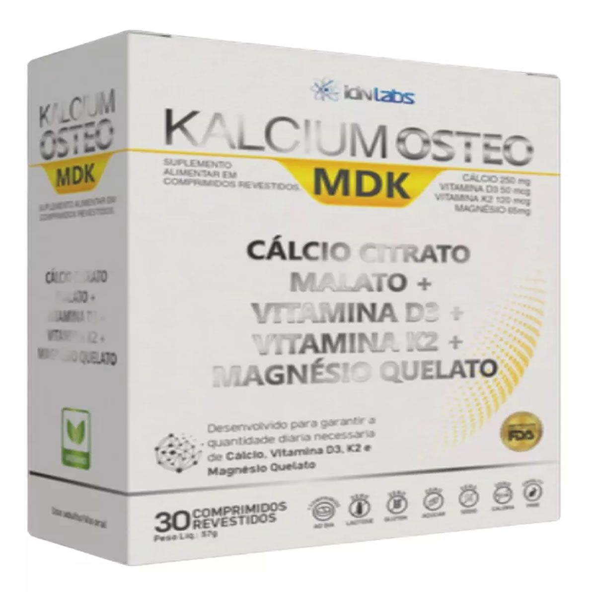 Kalcium Osteo Mdk - 30 Comprimidos - IDN Labs
