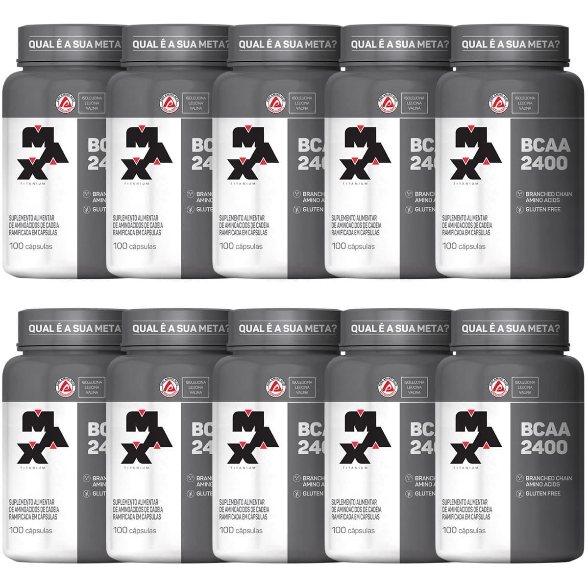 Kit 10 BCAA 2400 - 100 C�psulas - Max Titanium