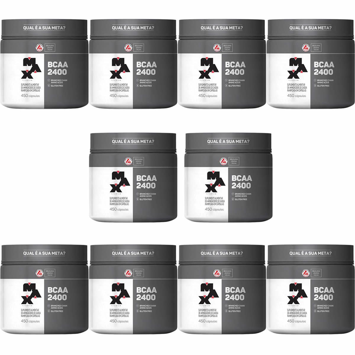 Kit 10 BCAA 2400 - 450 C�psulas - Max Titanium