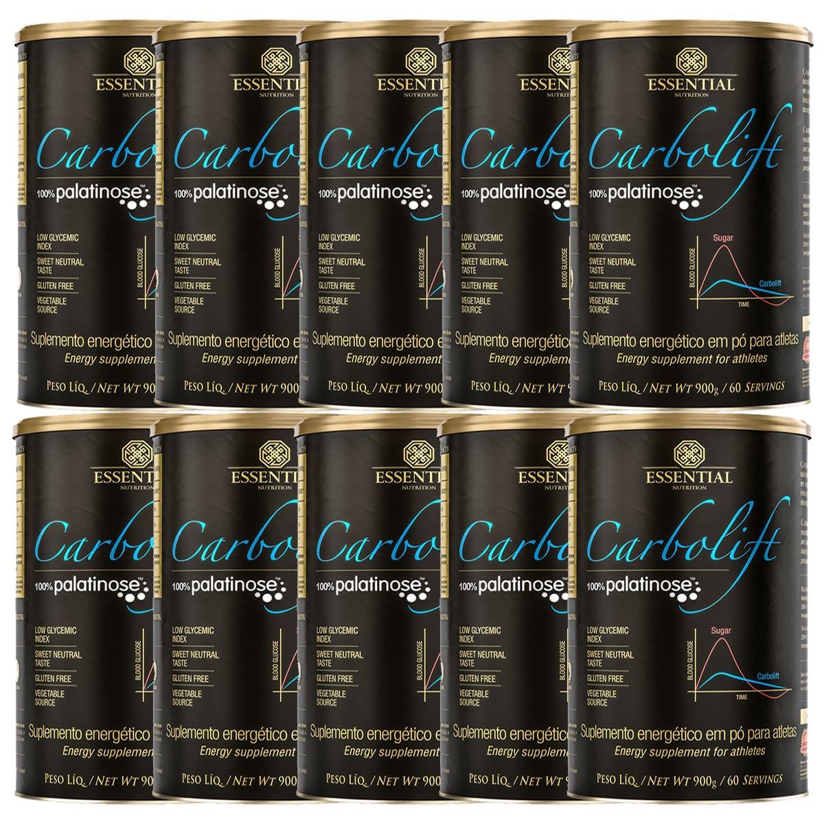 Kit 10 Carbolift 100% Palatinose - 900g - Essential Nutrition