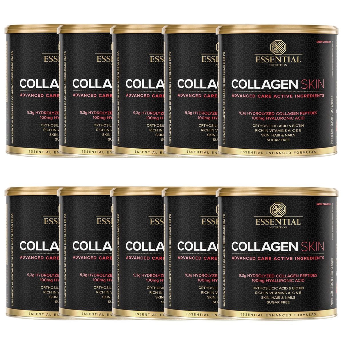 Kit 10 Collagen Skin - 300g  Cranberry - Essential Nutrition