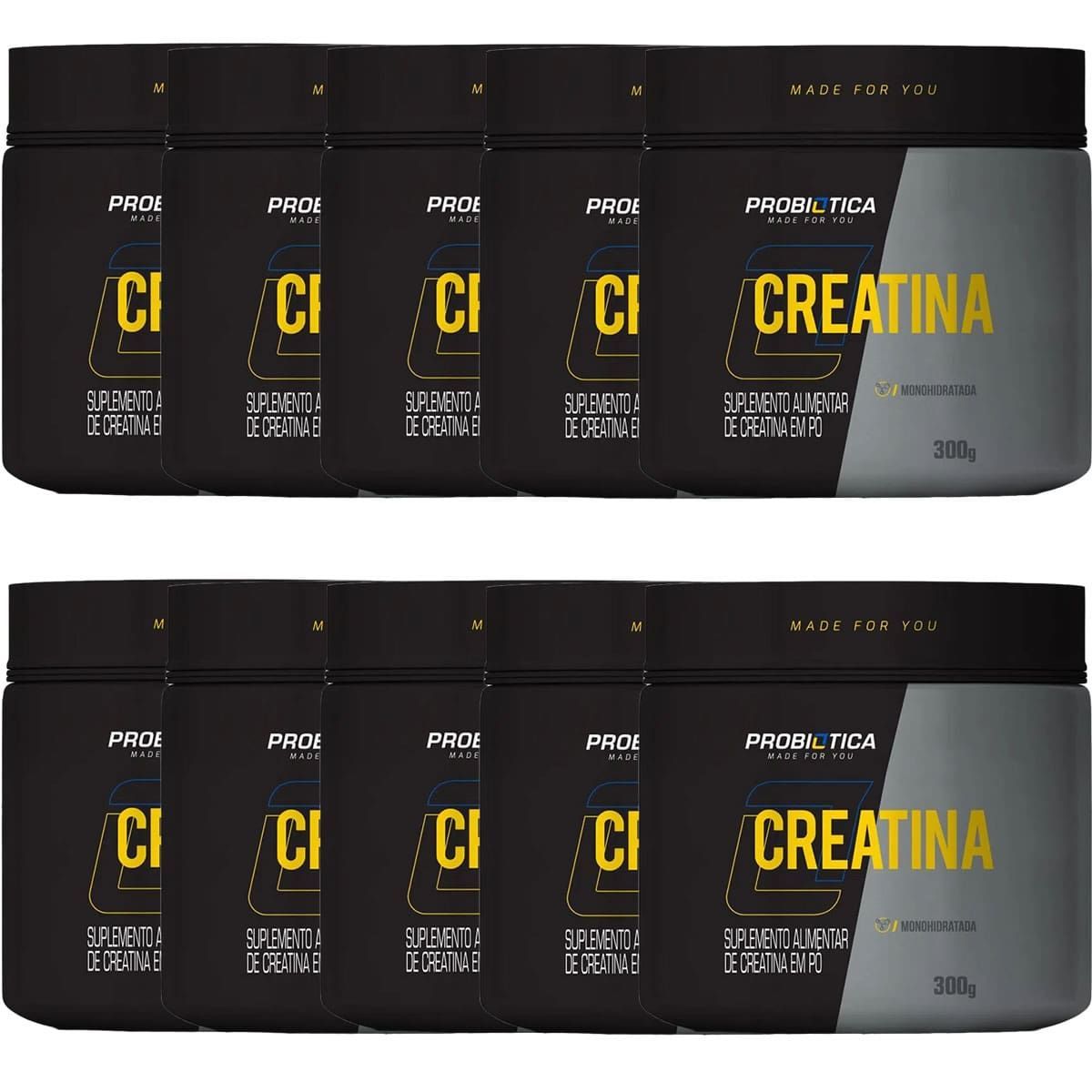Kit 10 Creatina Monohidratada Pura - 300g - Probi�tica