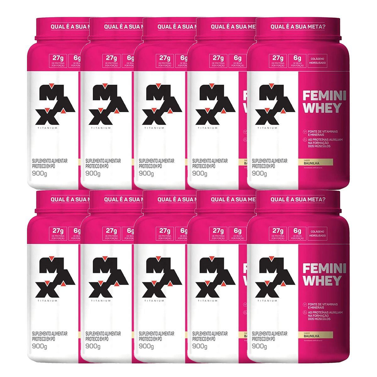 Kit 10 Femini Whey - 900g Baunilha - Max Titanium