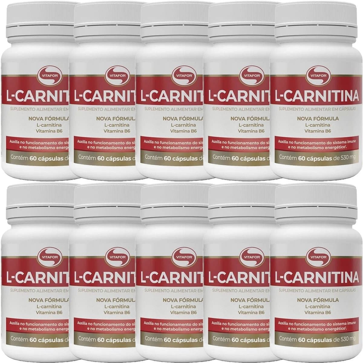 Kit 10 L-Carnitina - 60 C�psulas - Vitafor