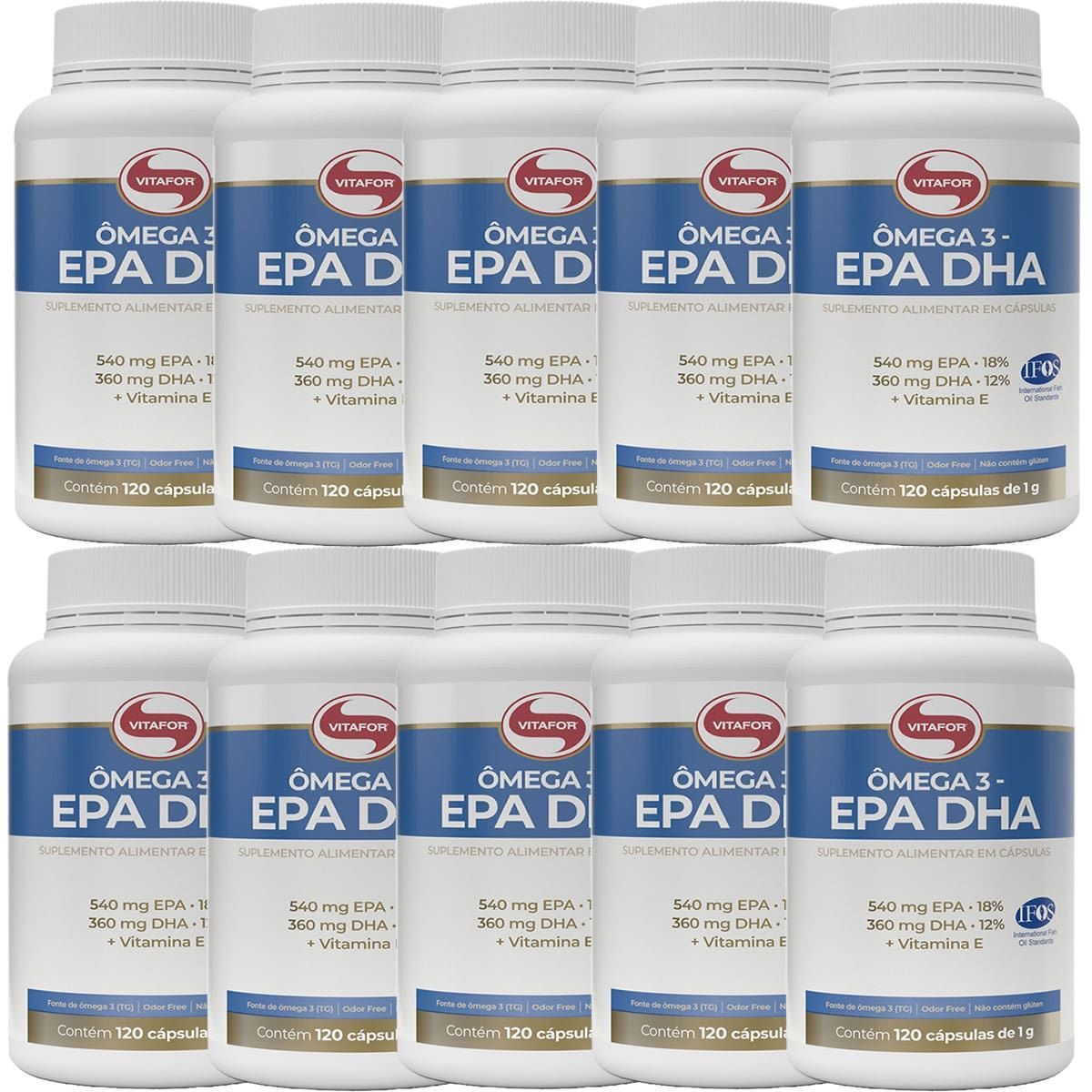 KIT 10 �mega 3 - 120 C�psulas 1g - Vitafor