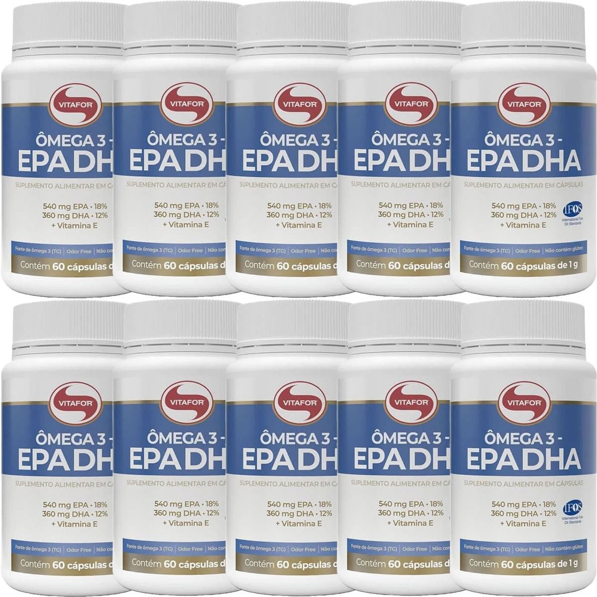 Kit 10 �mega 3 - 60 C�psulas 1g - Vitafor