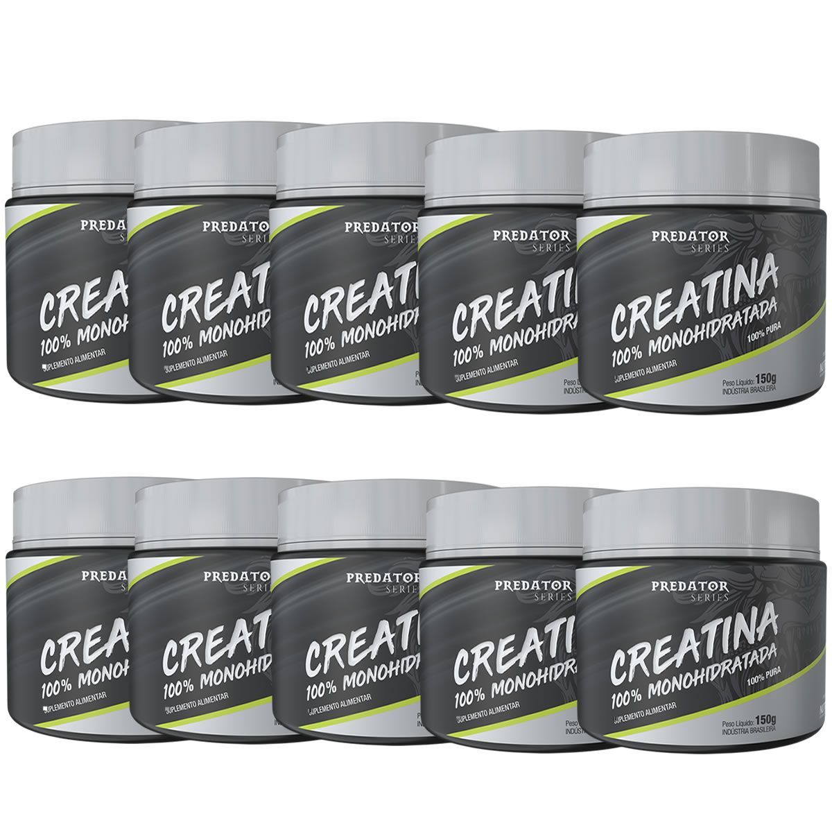Kit 10 Predator Creatina 100% Monohidratada - 150g - Nutrata
