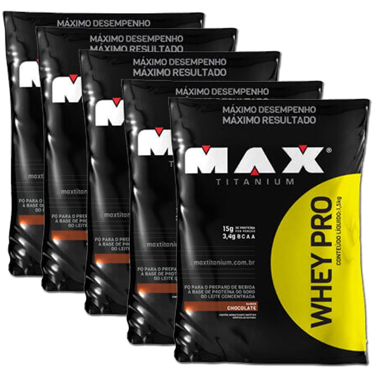 Kit 10 Whey Pro - 1500g Refil Chocolate - Max Titanium