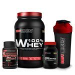 Kit 100% Whey 900g Baunilha + Thermo Start Powder 120g + Creatine 100g + Coqueteleira - BodyBuilders