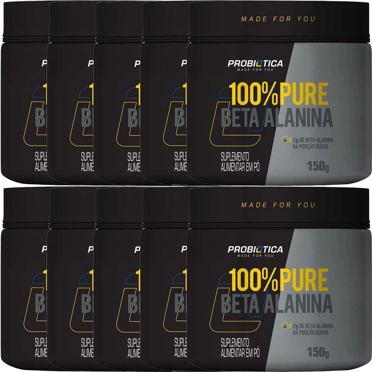 Kit 10X 100% Pure Beta Alanina - 150g - Probi�tica