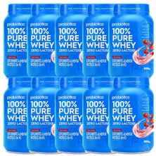Kit 10X 100% Pure Whey Zero Lactose - Morango 900g - Probi�tica
