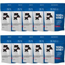 Kit 10X 100% Whey - 900g Refil Morango - Max Titanium