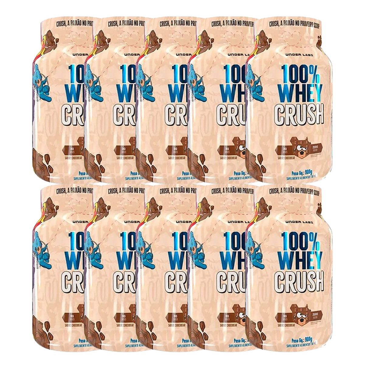 Kit 10X 100% Whey Crush - 900g Chocobear - Under Labz