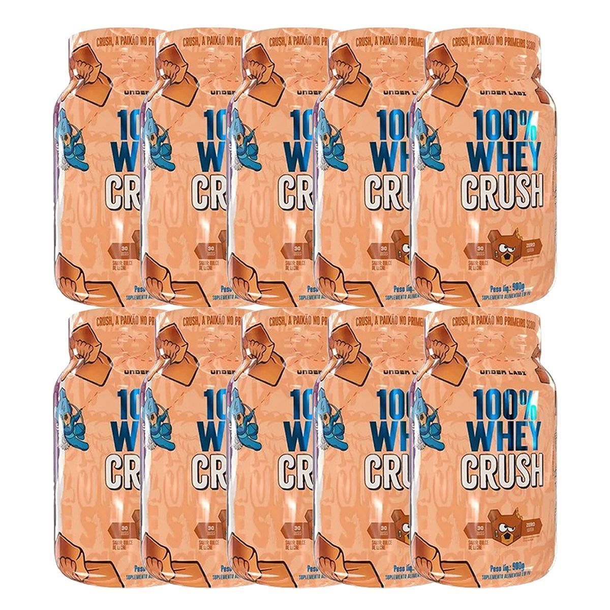 Kit 10X 100% Whey Crush - 900g Dulce de Leche - Under Labz