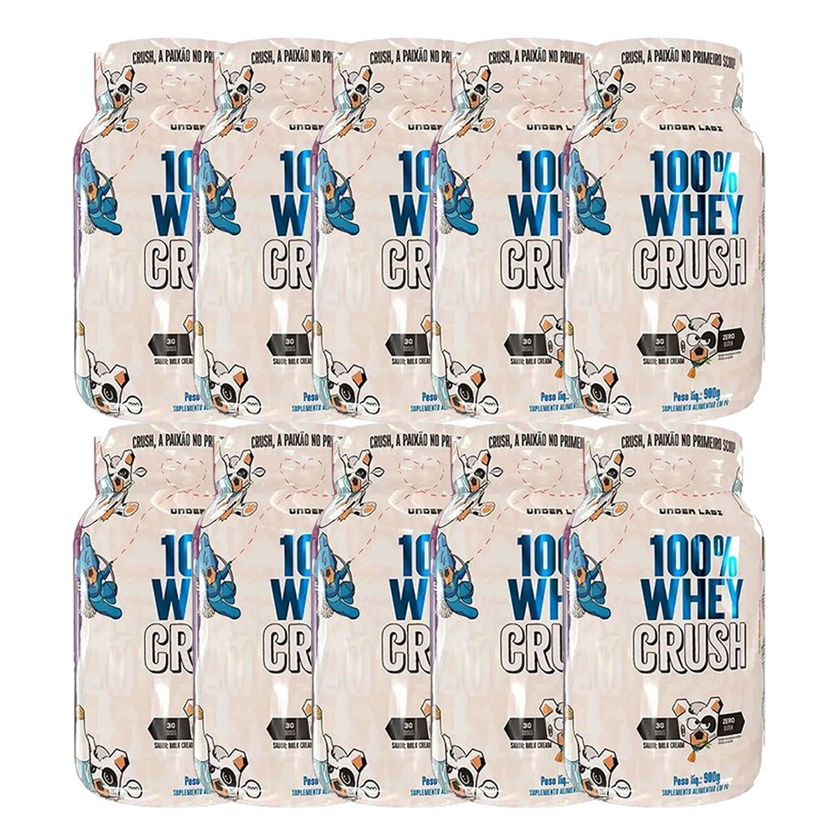 Kit 10X 100% Whey Crush - 900g Milk Cream - Under Labz