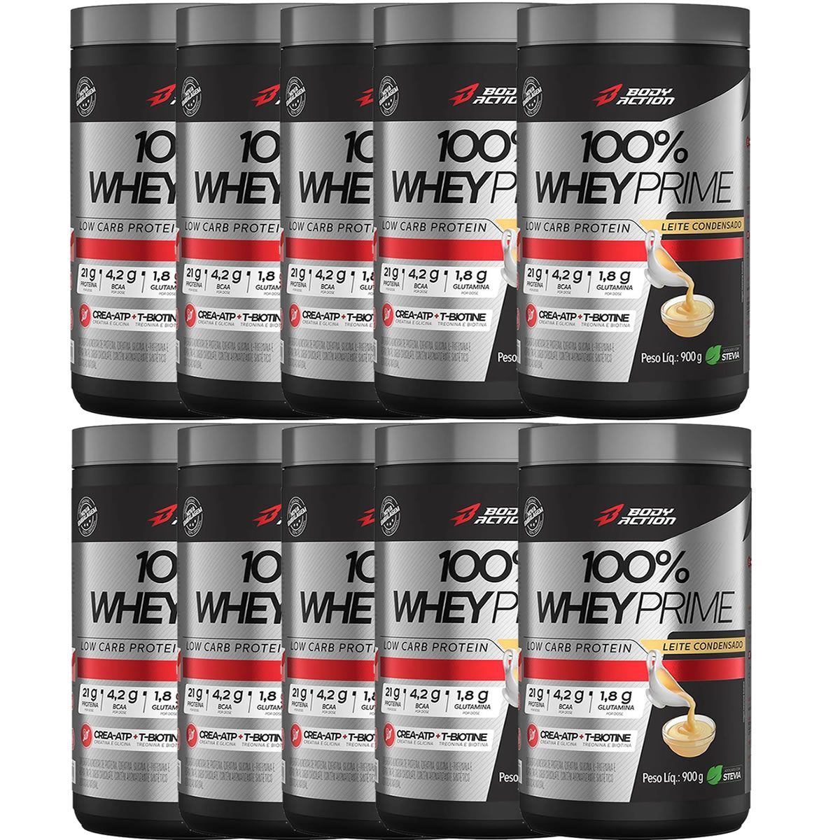 Kit 10X 100% Whey Prime Concentrado - 900g Leite Condensado - BodyAction