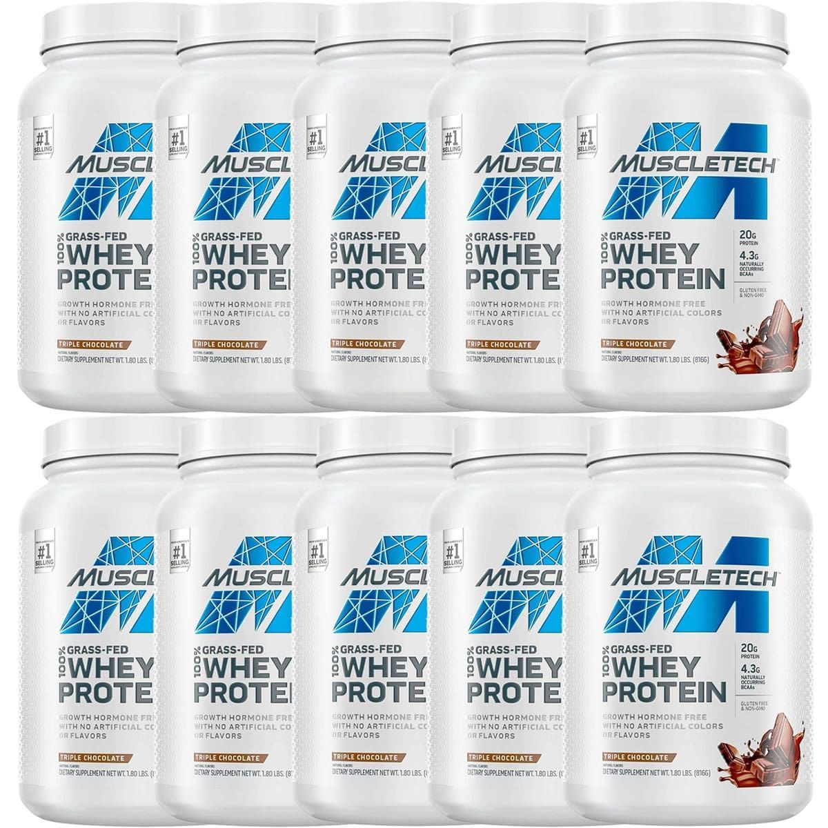 Kit 10X 100% Whey Protein Grass Fed - 816g Triple Chocolate - Muscletech