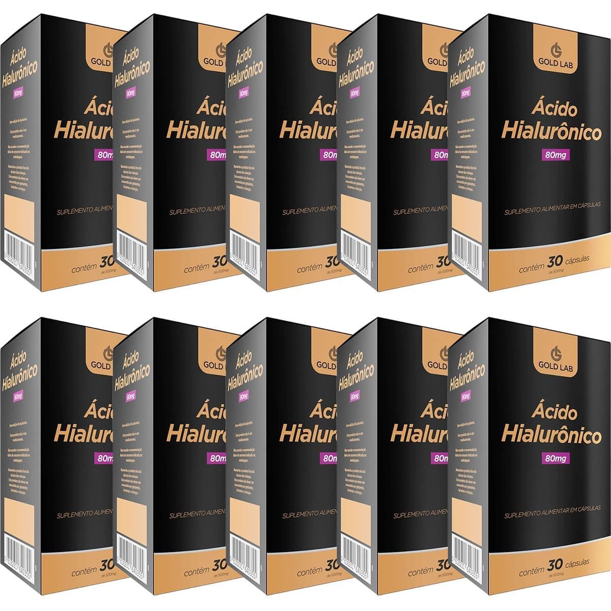 Kit 10X �cido Hialur�nico - 30 C�psula - Gold Lab