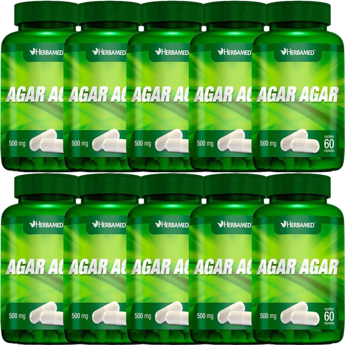 Kit 10X Agar Agar 500mg - 60C�psulas - Herbamed