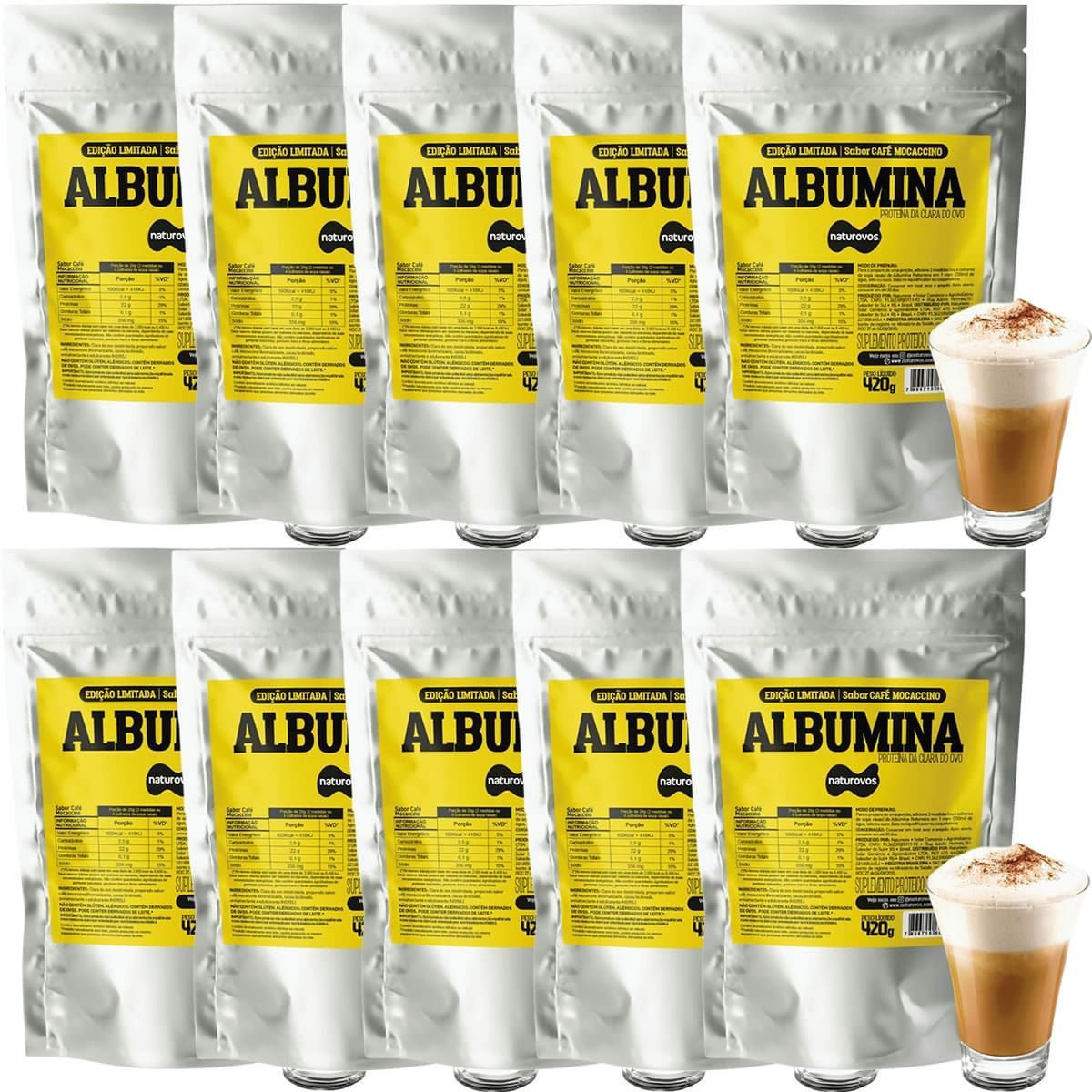 Kit 10X Albumina - 420g Refil Caf� Mocaccino - Naturovos