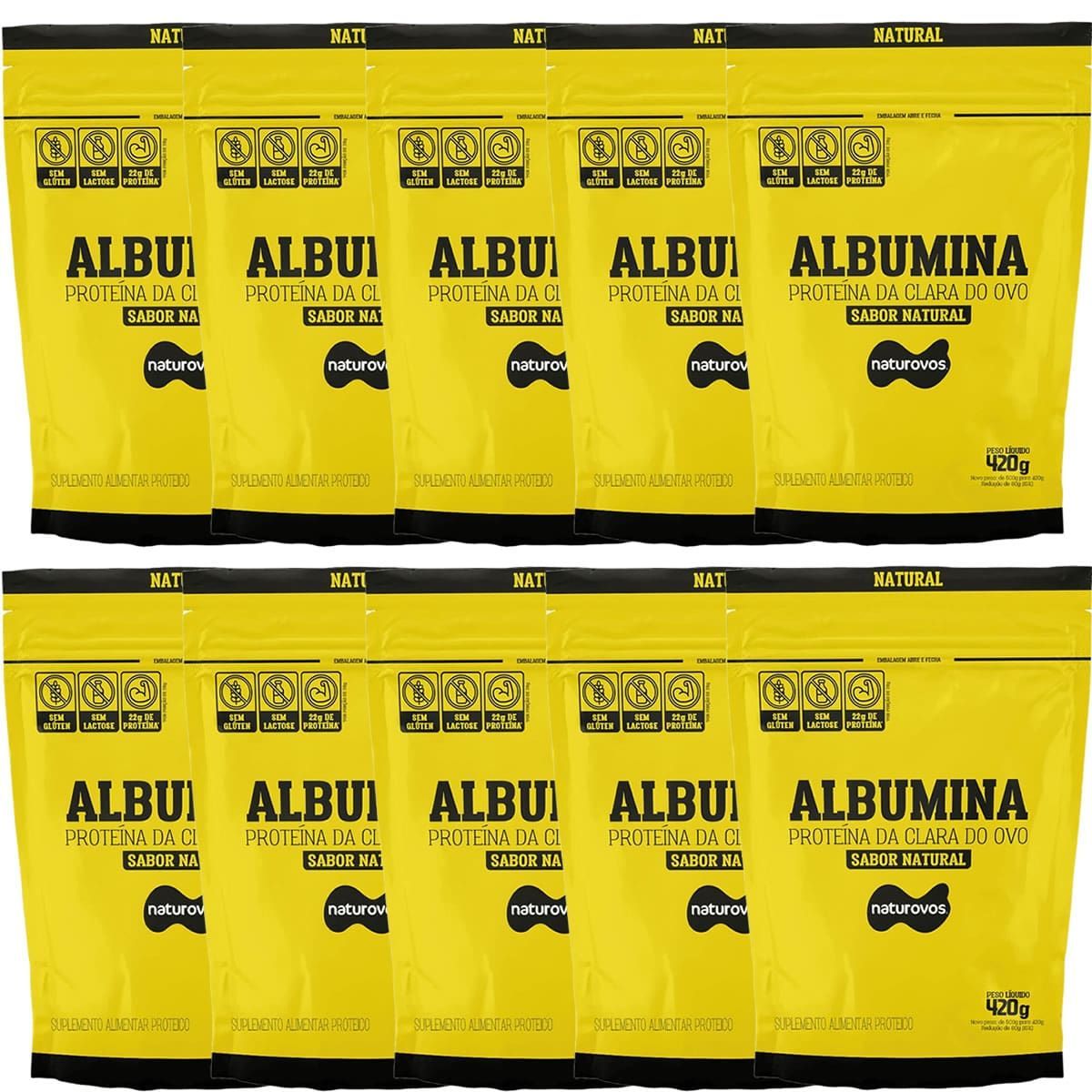 Kit 10X Albumina - 420g Refil Natural - Naturovos