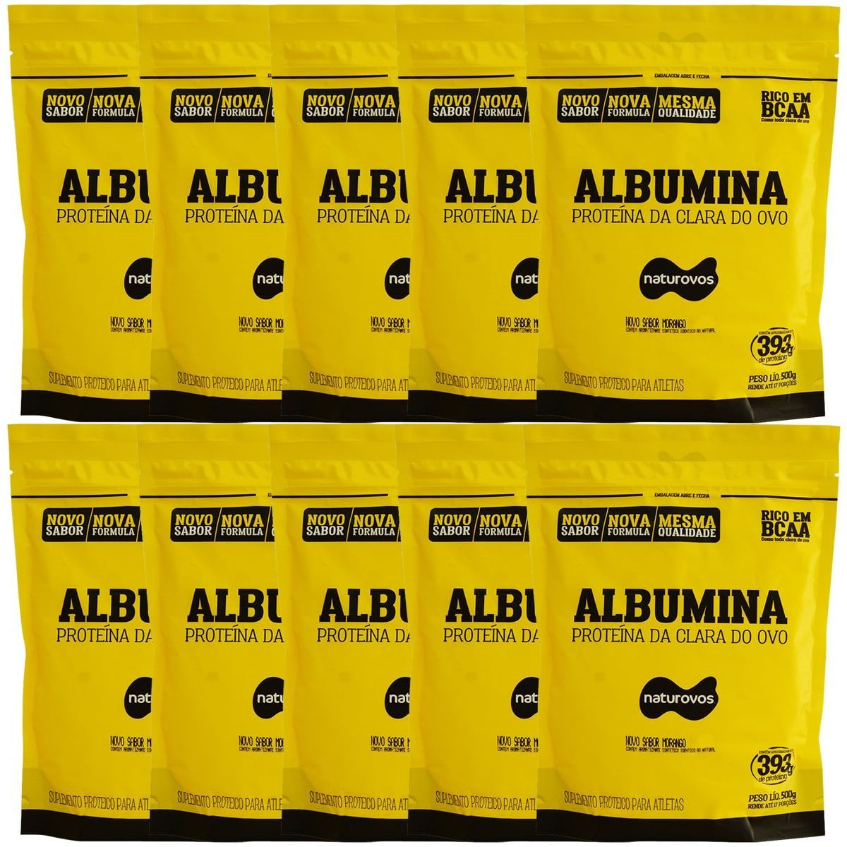 Kit Albumina - 500g Refil Morango - Naturovos