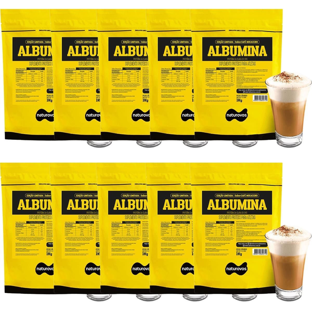 Kit 10X Albumina Refil - 1000g Caf� Mocaccino - Naturovos