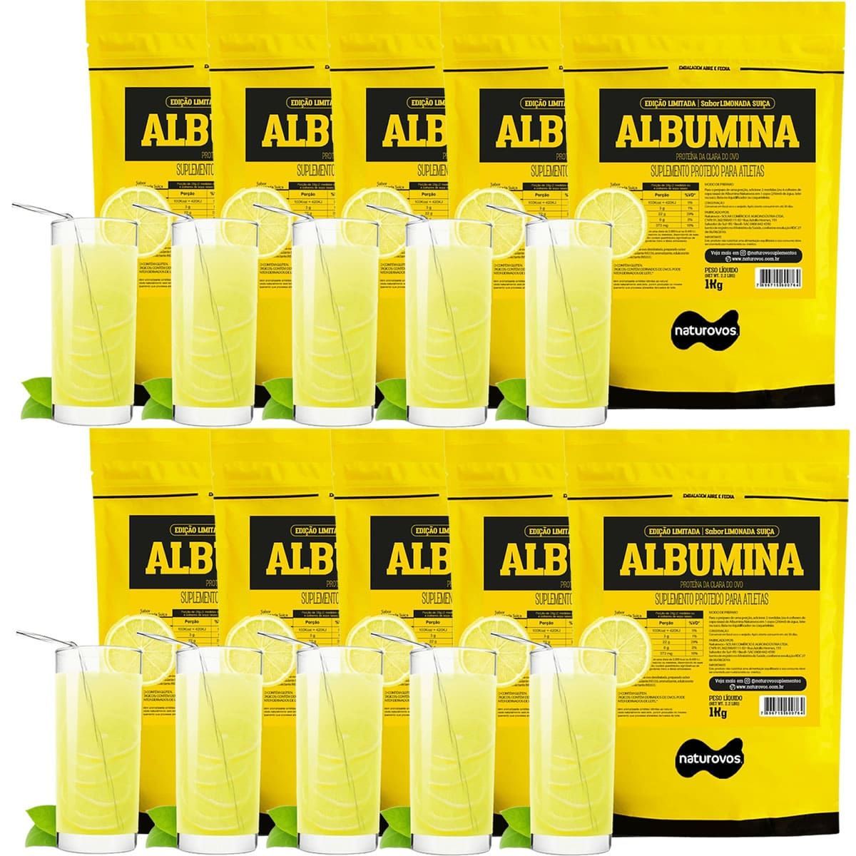 Kit 10X Albumina Refil - 1000g Limonada Su��a - Naturovos