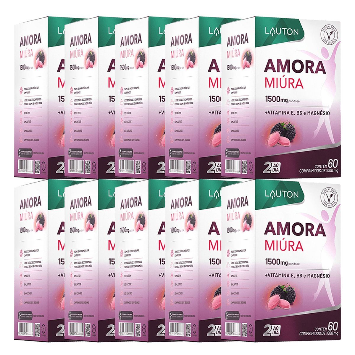 Kit 10X Amora Mi�ra Premium 750mg  - 60 C�psulas - Lauton Nutrition