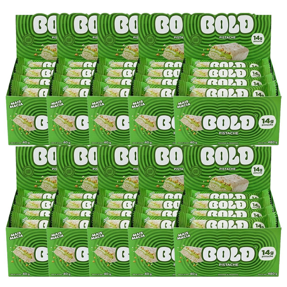 Kit 10X Barra de Prote�na - 12 Unidade de 40g Pistache - Bold