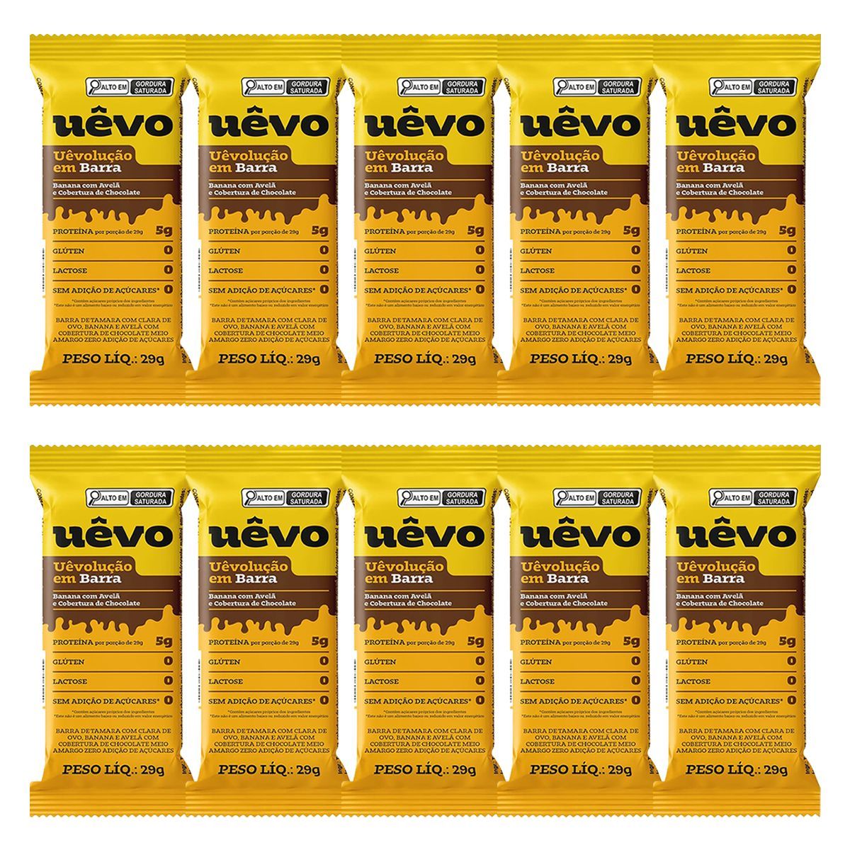 Kit 10X Barra de Prote�na - 29g Banana com Aveia -  U�vo