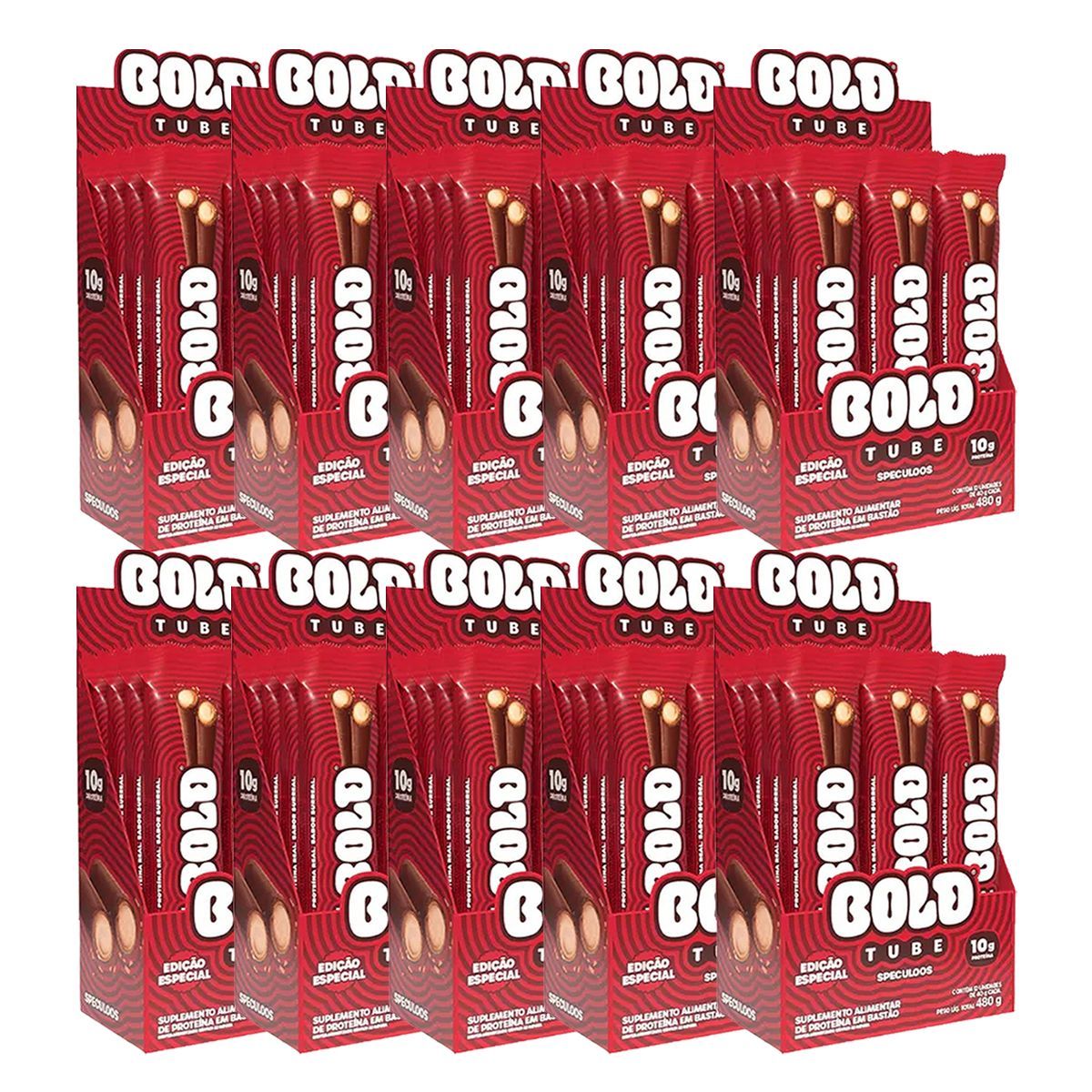 Kit 10X Barra de Proteina Tube - 12 Unidades 40g Speculoos - Bold