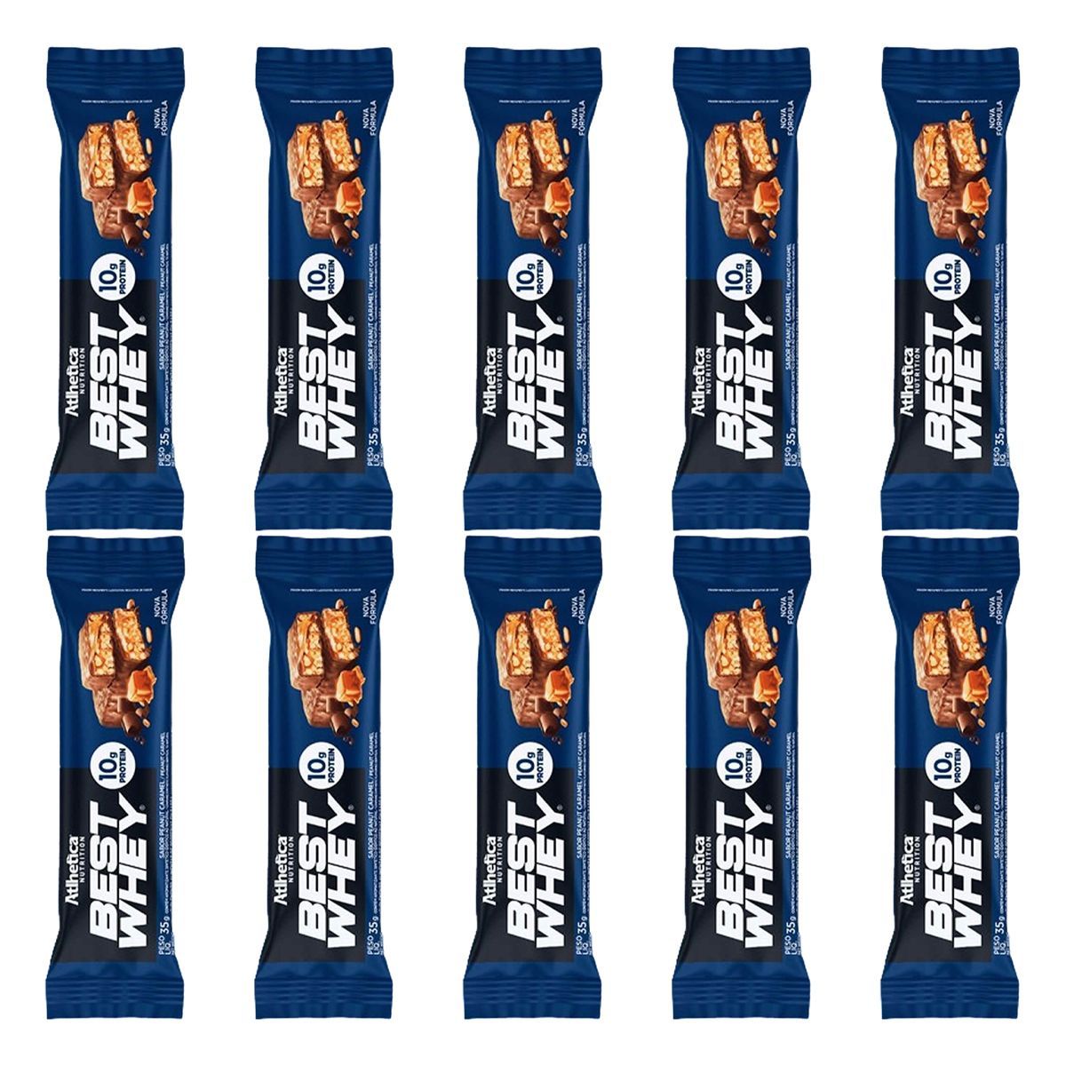 Kit 10X Barra Proteica Best Whey - 1 Barra 35g Peanut Caramel - Atlhetica Nutrition