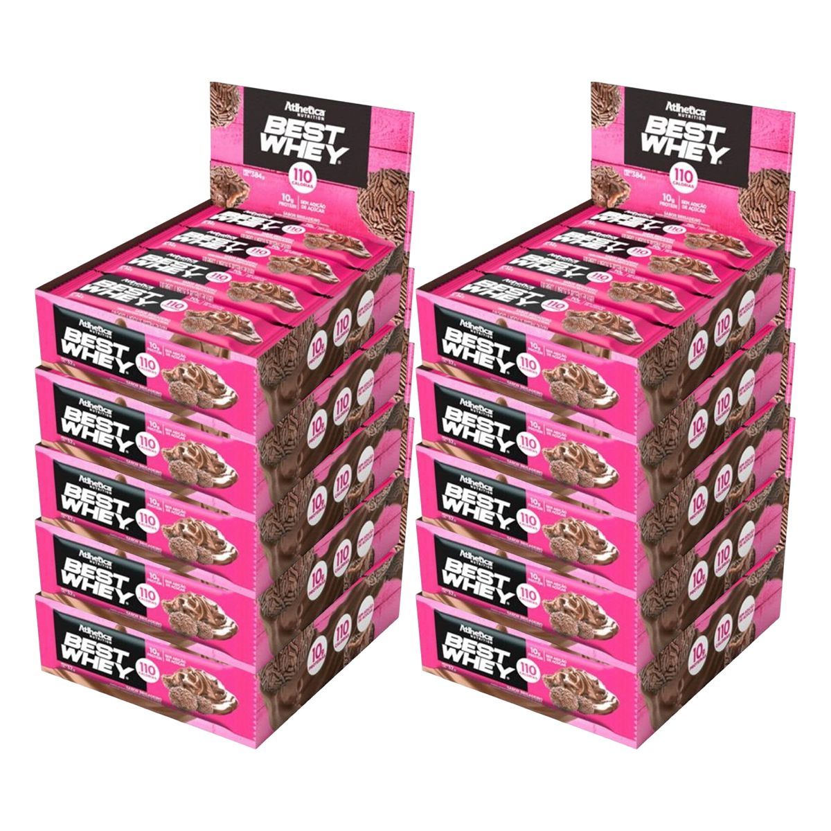 Kit 10X Barra Proteica Best Whey - 12 Barras 32g Brigadeiro - Atlhetica Nutrition