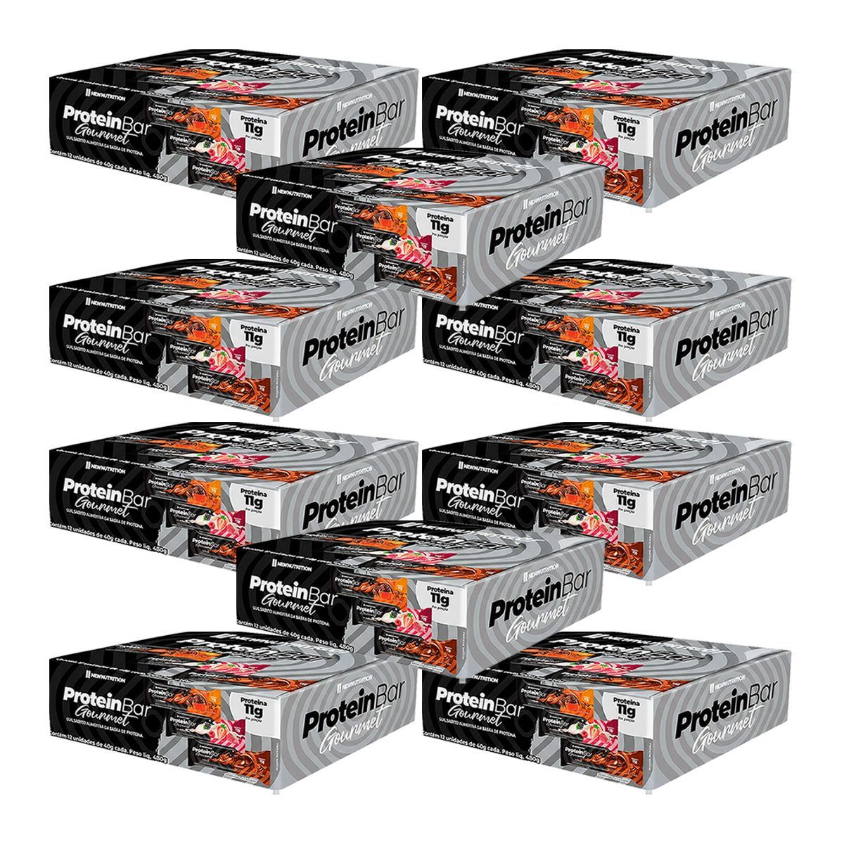 Kit 10X Barra Proteica Gourmet - 12 Unidades de 40g Frutas Vermelhas  - NewNutrition