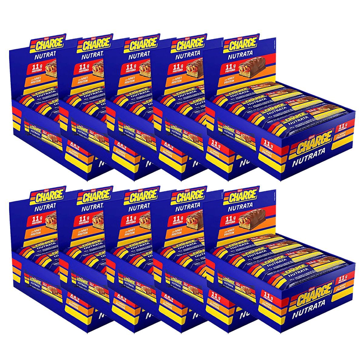 Kit 10X Barra Whey Charge  - 12 Unidades de 45g Amendoim - Nutrata