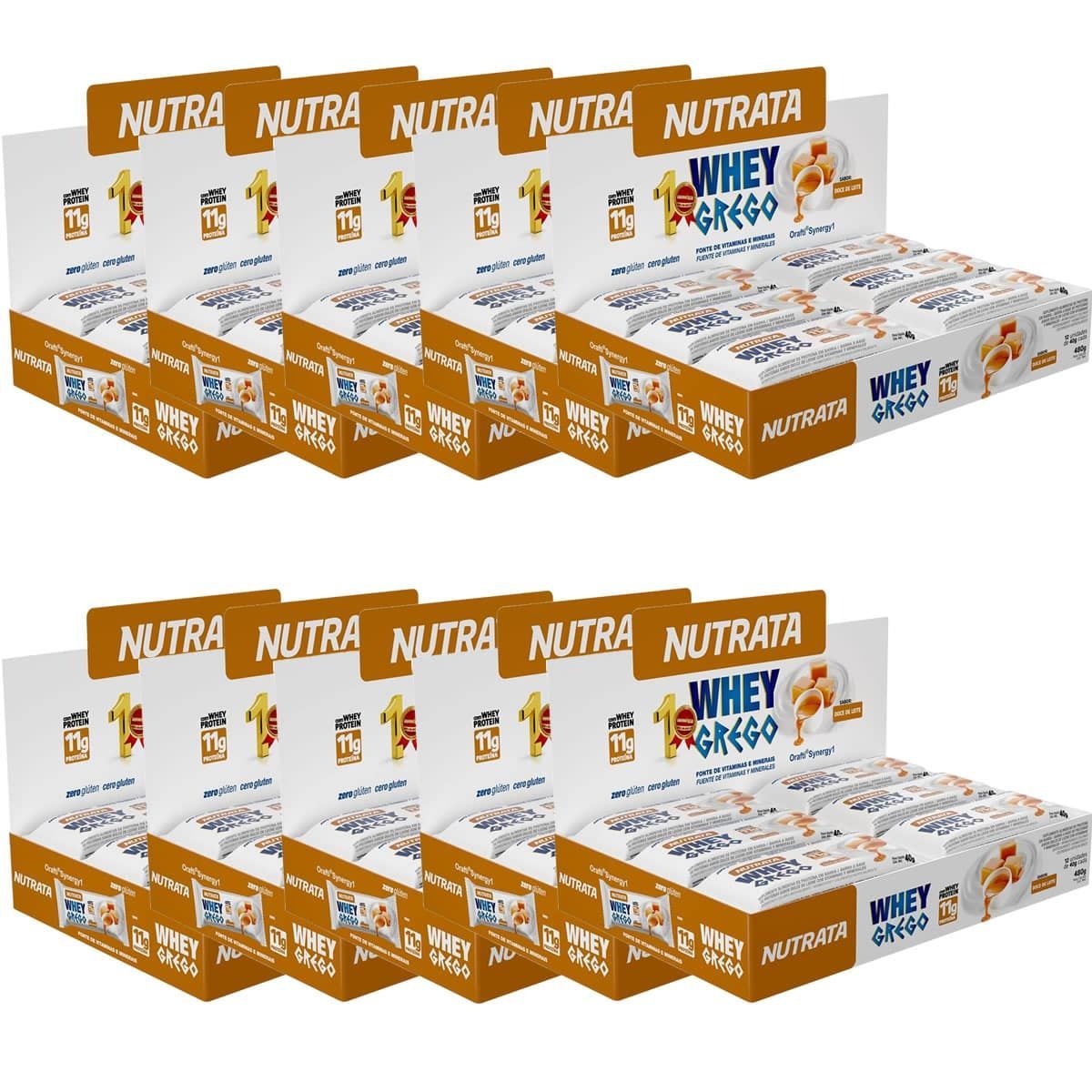 Kit 10X Barra Whey Grego Bar - 12 Unidades de 40g Doce de Leite - Nutrata