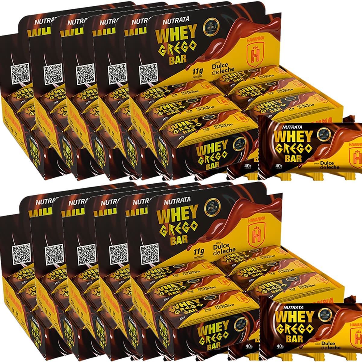 Kit 10X Barra Whey Grego Bar - 12 Unidades de 40g Dulce de Leche Havanna - Nutrata