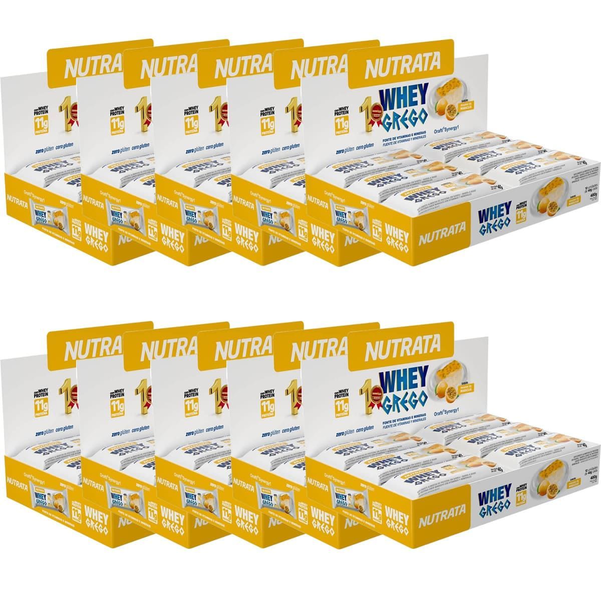 Kit 10X Barra Whey Grego Bar - 12 Unidades de 40g Mouse de Maracuj� - Nutrata