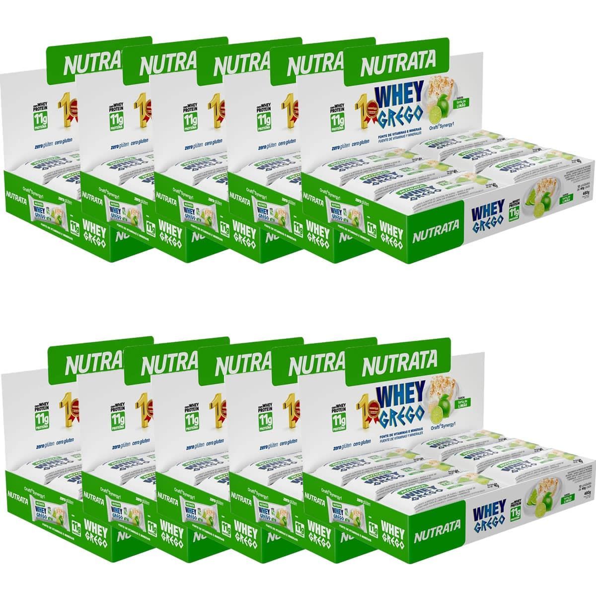 Kit 10X Barra Whey Grego Bar - 12 Unidades de 40g Torta de Lim�o - Nutrata