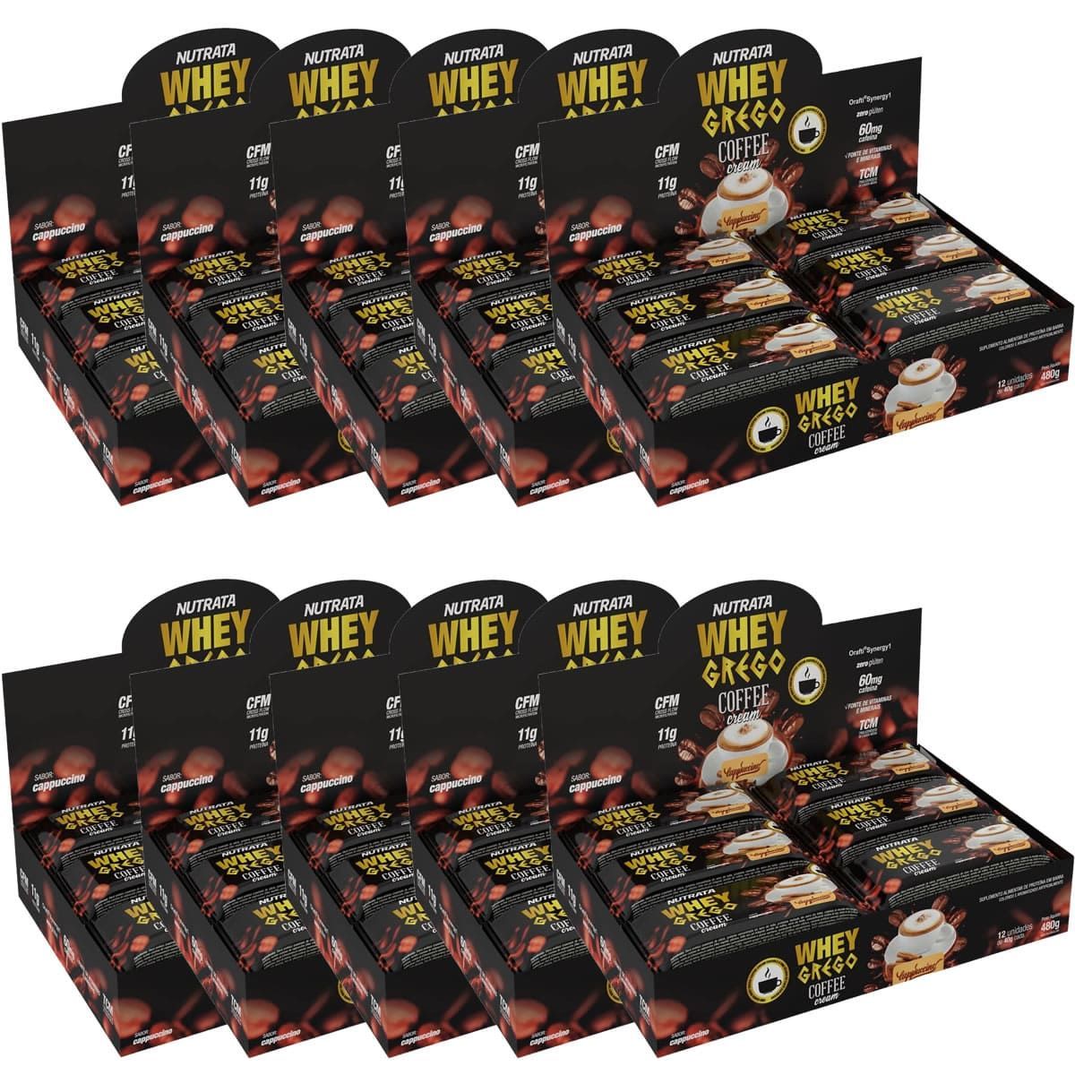 Kit 10X Barra Whey Grego Bar Coffee Cream - 12 Unidades 40g Cappuccino - Nutrata