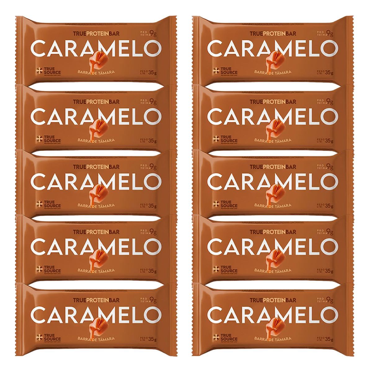 Kit 10X Barrinha de T�mara True Bar Protein - 1 Unidade de 35g Caramelo - True Source