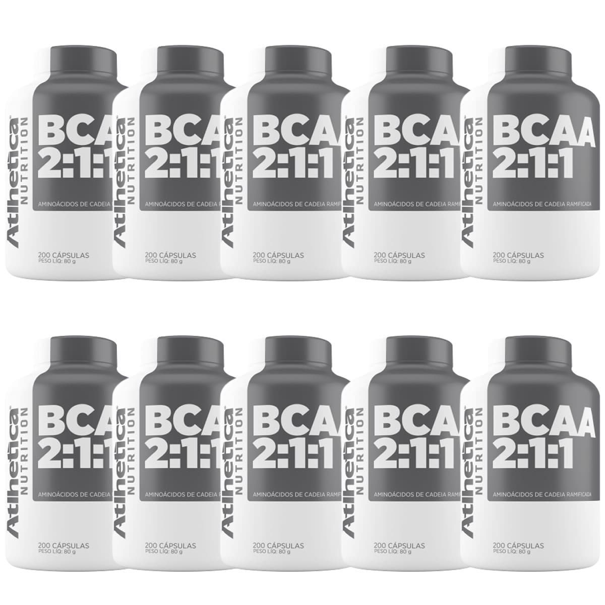 Kit 10X Bcaa 2:1:1 - 200 C�psulas - Atlhetica Nutrition