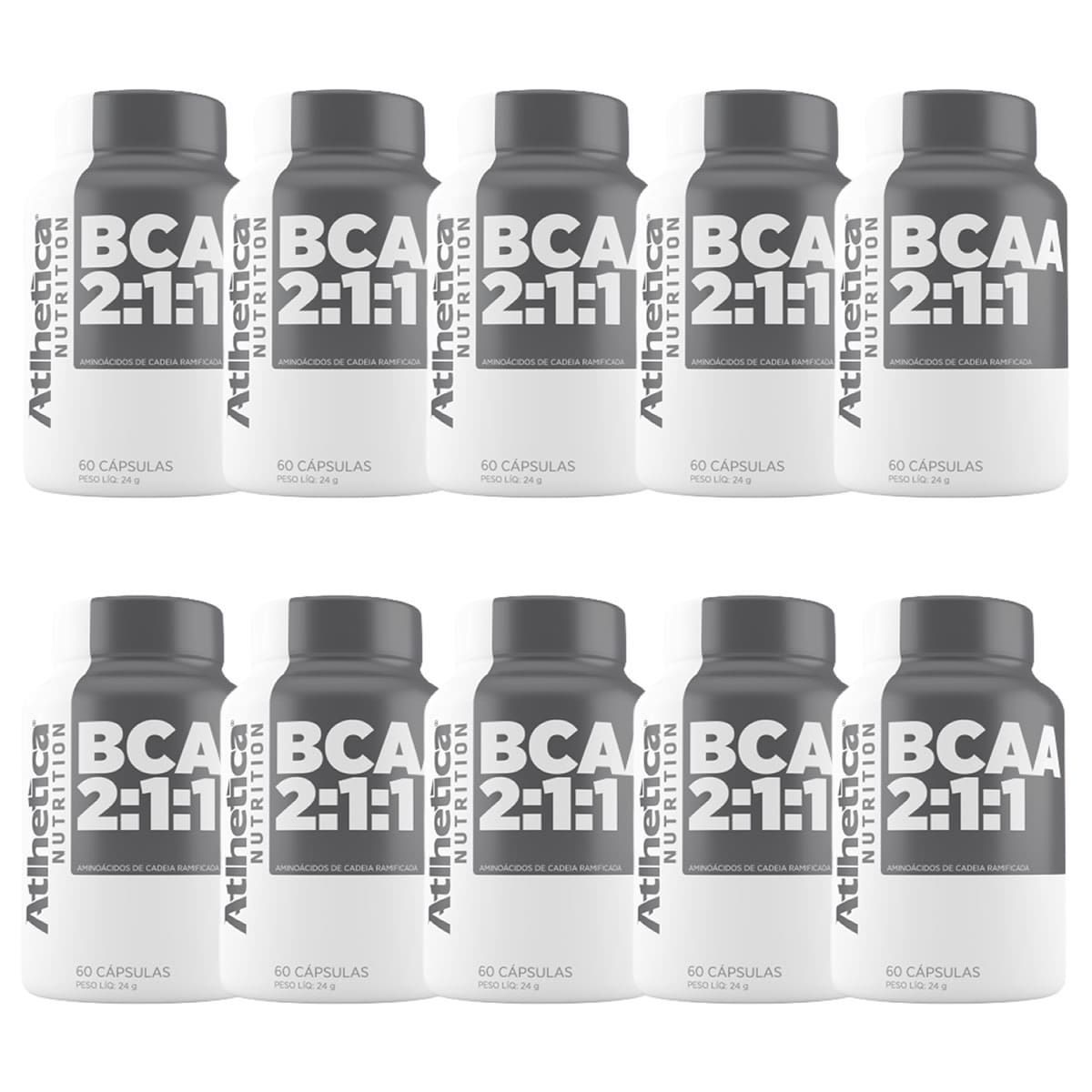 Kit 10X Bcaa 2:1:1 - 60 C�psulas - Atlhetica Nutrition