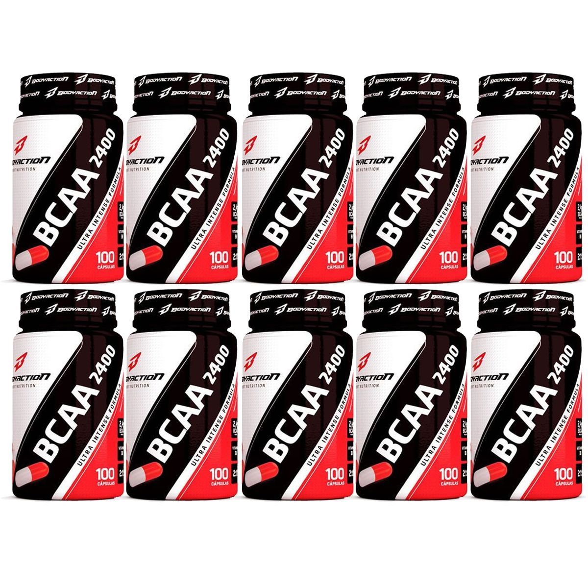 Kit 10X BCAA 2400 - 100 C�psulas - BodyAction