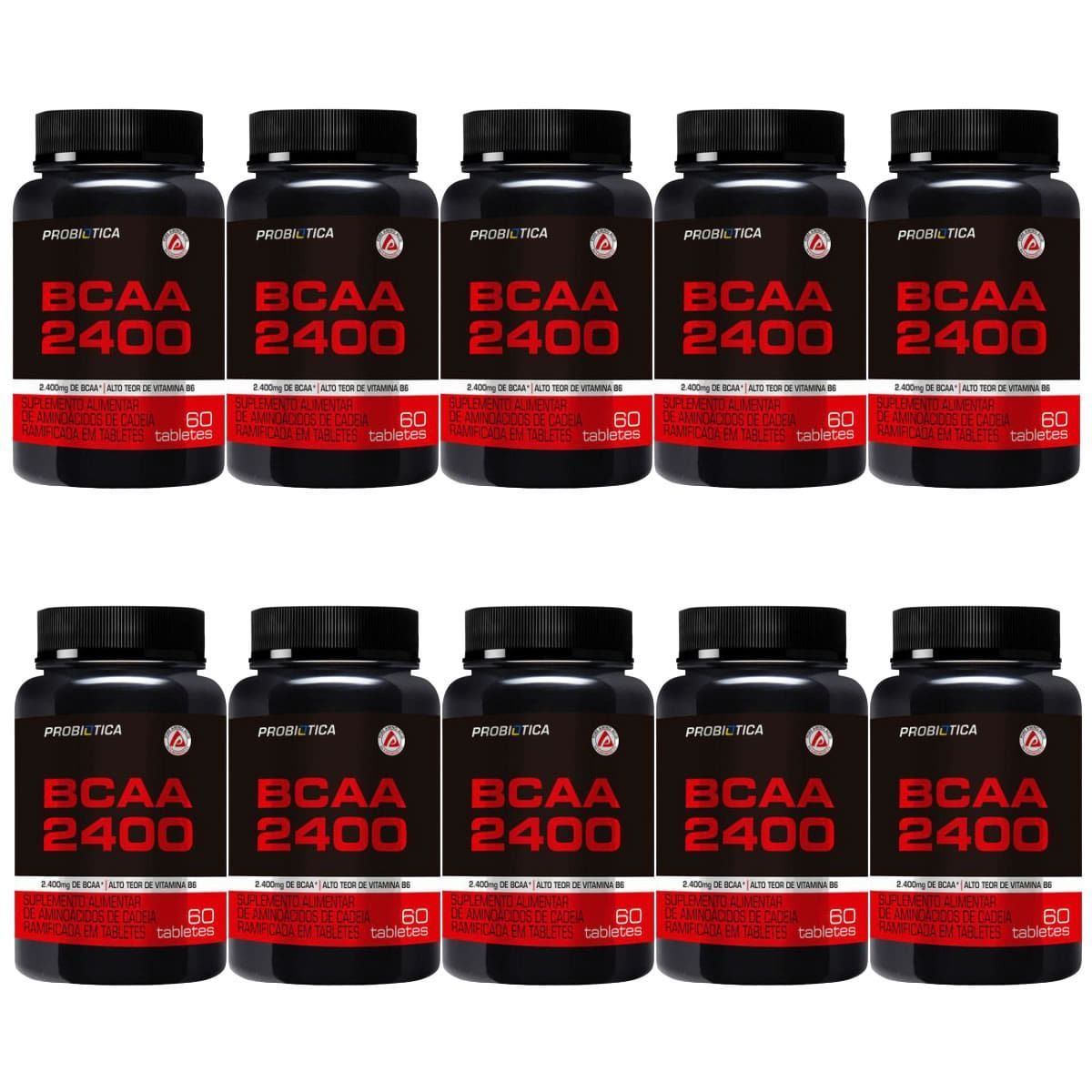 Kit 10X BCAA 2400 - 60 Tabletes - Probi�tica