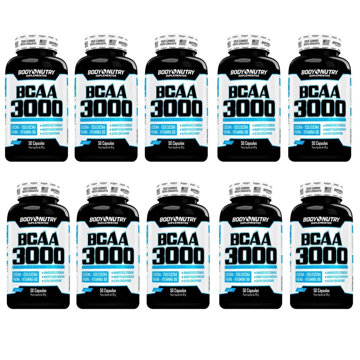 Kit 10X BCAA 3000 - 50 C�psulas - Body Nutry