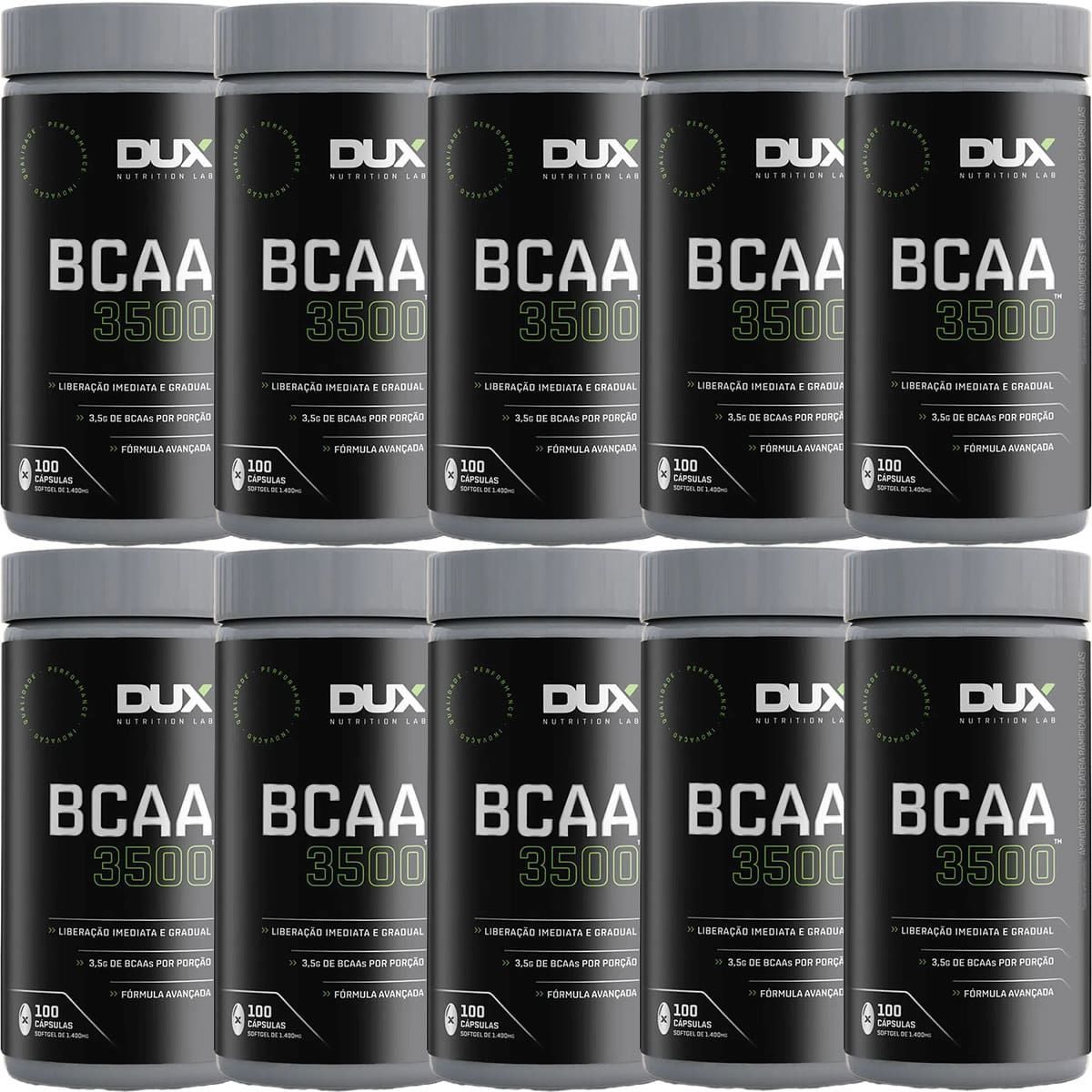 Kit 10X BCAA 3500 - 100 C�psulas - Dux Nutrition